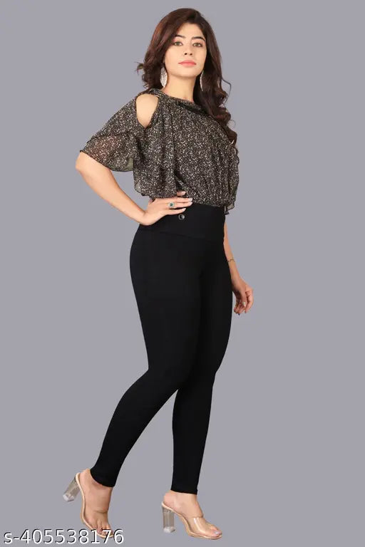 Solid denim high rise broad belt jeggings for women and girls - fashionable, high waist jeggings in multiple sizes (M-5XL)