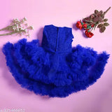 Blue embroidered net midi dress for girls, sleeveless and stylish, perfect for parties or festivals