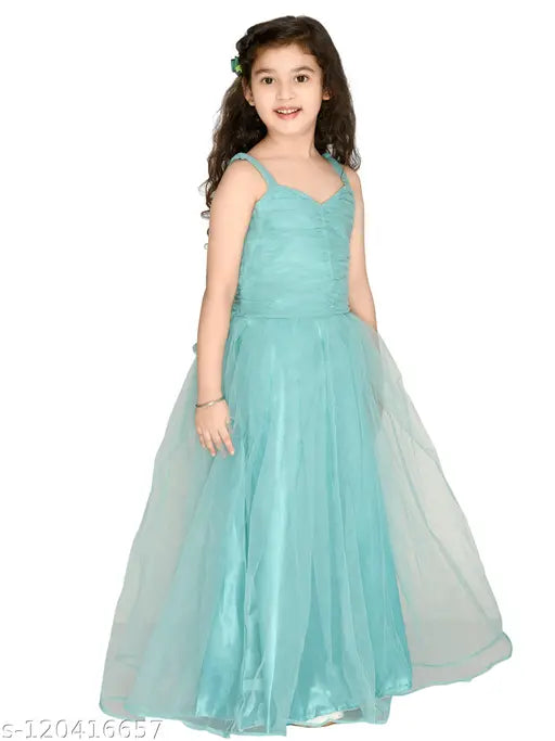 Solid net, shoulder-strap Arshia Fashions Girls Frock Dress, 6-7 Years to 9-10 Years size range