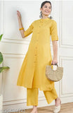 Women's cotton casual Kurta Palazzo set with pockets, solid color and three-quarter sleeves, Indian-made traditional wear for women