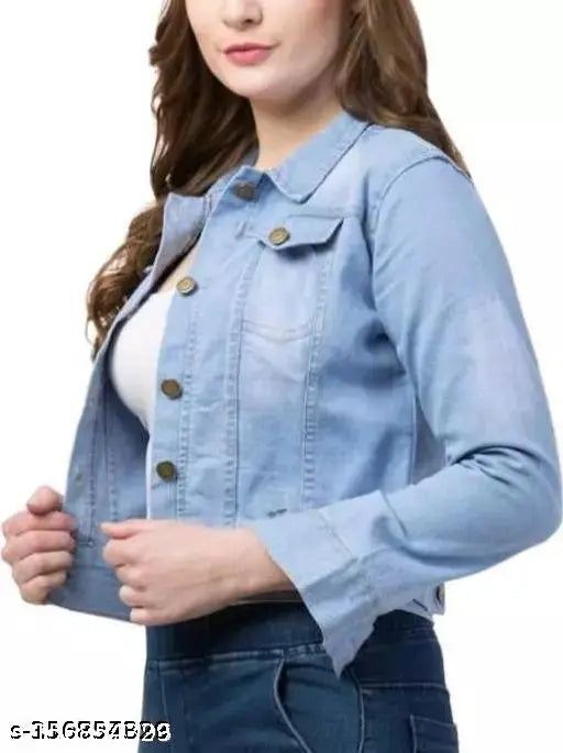 Light blue denim jacket MHR FASHION, solid pattern for teens, 101 on hanger