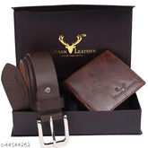 Brown genuine leather men's wallet & belt combo, 5-compartment urban gift hamper for men, 100% genuine leather, bi-fold design with RFID protection