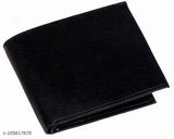 Black faux leather men's wallet, premium quality, two compartments, free size (L5cm x W2cm)