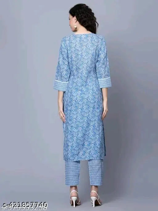 Rayon print-net Kurta and Palazzos set, three-quarter sleeves, Indian ethnic wear on display