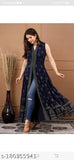 Navy blue rayon gold print Frontslit Kurti, sleeveless, printed combo, Indian fashion