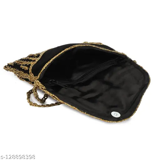 Multicolor velvet embroidery clutch, free size (L:24in, W:1in), handmade for women's fashion events