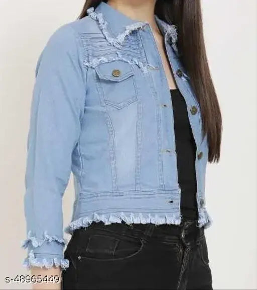 Trendy denim women's jacket, rough look, casual & college wear, Indian origin