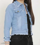 Trendy denim women's jacket, rough look, casual & college wear, Indian origin