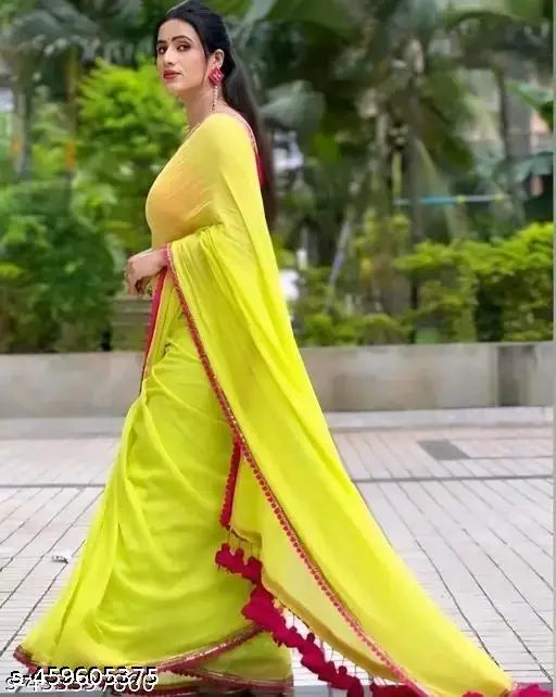 Bandhani Georgette Saree with Separate Blouse, Indian festive wear, embellished design on display