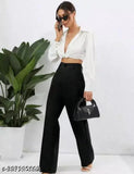 Cotton blend, solid net, fancy feminine women's trousers - stylish flared bootcut pants from India (size 26/28/30/32/34)
