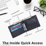 Casual leather and canvas men's wallet, textured design with four compartments, free size (10cm x 10cm), made in India