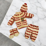 Striped woolen newborn set, soft and durable for cozy daily wear