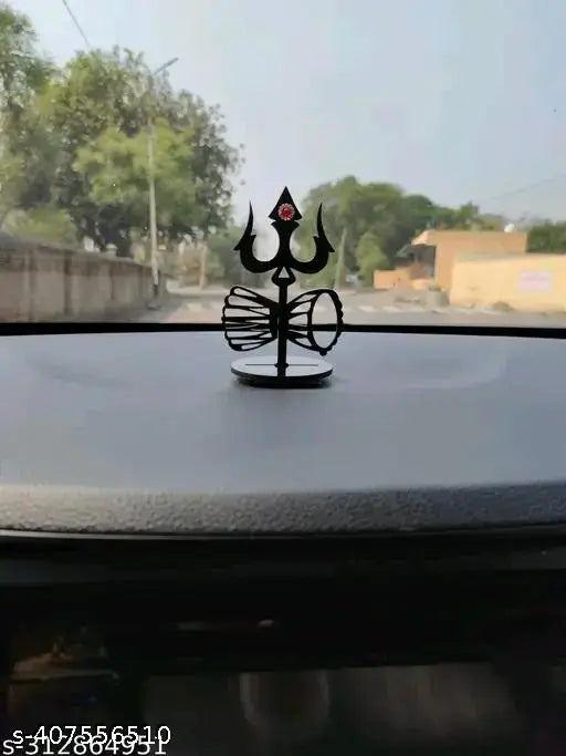 Handcrafted Indian Trishul car dashboard accessory, religious symbol adds unique touch to vehicle interior