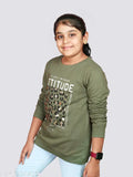 Vertmode Girls cotton sweatshirt, long sleeves, printed net design, sizes 8-9, 9-10, 11-12, 13-14 years, Made in India