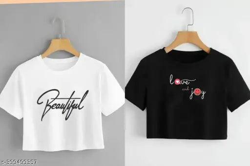 Classic modern casual cotton crop top T-shirt, printed with summer vibes design. Perfect for fashion enthusiasts. Size: S, M, L, XL