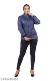 Woolen solid-colored women's long sleeve jacket (M, L, XL), handcrafted in India