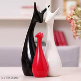 Ceramic Lucky Deer Statue Family Set - Handcrafted, elegant deer figures for home decor, 6cm x 25cm x 9cm, 3 pieces