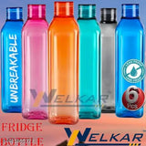 Crystal clear, BPA-free plastic fridge water bottle set - durable, leak-proof, multi-colored (Pack of 6)