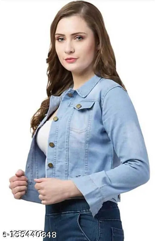 Denim jeket light, solid-colored long sleeve denim jacket, ideal for casual wear, made in India