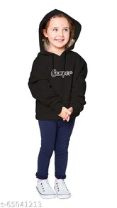 Unisex kids cotton hoodie/sweatshirt, full sleeves winter jacket - solid colors for cold protection