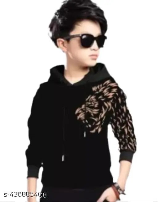 Kids Boys & Girls Hooded Neck Full Sleeves Regular Fitted Printed T Shirt, Animal, Lion Print