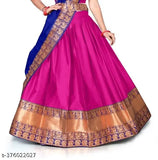 Fancy Designer South Indian Flared Lehenga-Choli: Art Silk lehenga, Chanderi cotton dupatta, Chanderi silk choli, zari patterns, unstitched. Handcrafted by Tirupati Enterprise. Stunning for any occasion with matching jewelry and heels." (124 characters)