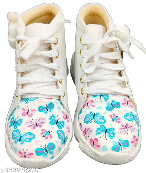 Synthetic leather party shoes for girls, printed design with lace up, lightweight and comfortable for 2.5-3 years size