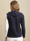 Cotton solid hoodie t-shirt, colorblocked design, long sleeves - women's casual wear, India