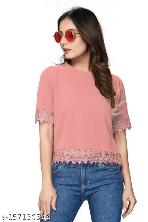 Cream crepe short-sleeved top, beautiful designer women's blouse, XS-XL sizes from India