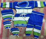 Wool striped winter frock combo set for kids (0-3M, 0-6M), India