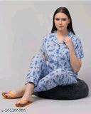Stylish printed cotton night suits - short sleeve pyjamas set in assorted sizes (S-XXL), India-made