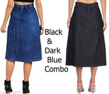 Stylish denim skirt combo set for women & girls, solid net, denim fabric - versatile wardrobe essentials for a variety of sizes (28-40in)