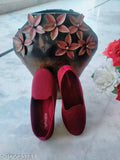 Cherry textred mesh bellies for woman and girls, stylish ballerinas with comfortable EVA innersole and closed back design