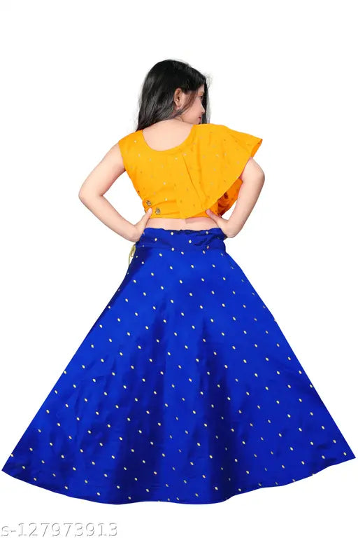 Cotton Silk kids lehenga choli with embellished mirror work and patch latkan, Indian ethnic wear for 3-16 years girls