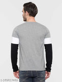 Striped cotton full sleeve color block men's t-shirt, available in S, M, L, XL, XXL