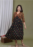 Elegant Black Georgette Floral Print Rayon Kurti - Perfect for Diwali, Navratri, and Traditional Parties