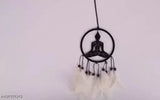 Handmade feather dreamcatcher with Lord Buddha, Shiva-inspired design. Indian handcrafted car hanging emblem for positive vibes and home decor
