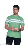 Striped polyester casual t-shirt for men, breathable & comfortable, popular in trendy styles