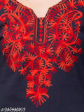 Winter woolen kurti with embroidery, three-quarter sleeves. Embroidered Indian winter kurti for women, size M to XXL