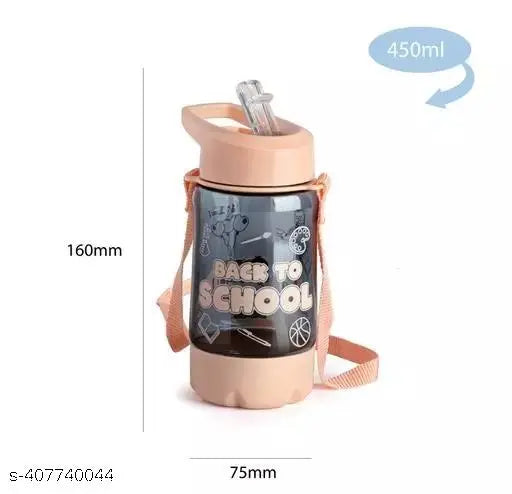 Orange polycarbonate anti-leak sipper bottle with cartoon animal design, 450ml, BPA free, leak proof, side handle, pack of 1