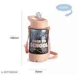 Orange polycarbonate anti-leak sipper bottle with cartoon animal design, 450ml, BPA free, leak proof, side handle, pack of 1