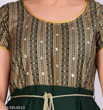 Stylish viscose retro Anarkali kurti, solid combo with hand sequin work, keyhole back and belt waist, India