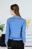 Light blue denim women's jacket, long sleeves, stylish and comfortable
