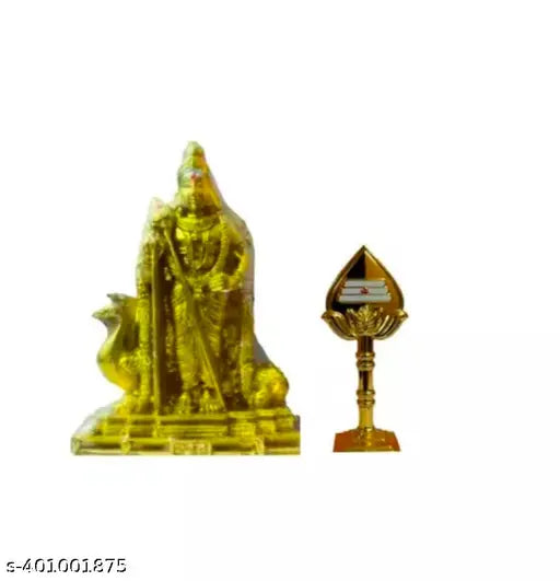 Brass Murugar statues, 7cm & 5cm, Pack of 3, Indian god idols radiating divine energy
