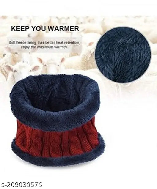 Woolen beanie cap & muffler scarf set (unisex, 20° temperature), snow-proof warm wear for men, women, children - perfect for outdoor activities