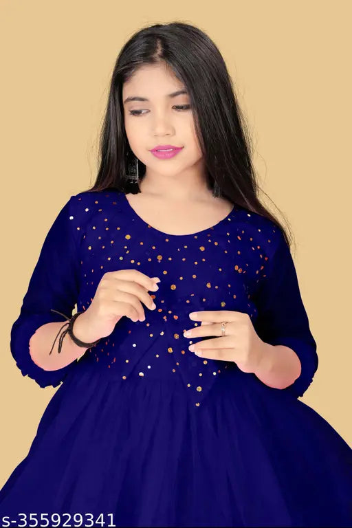 Gorgeous cotton frocks combo for kids in various sizes, Indian-made solid net dresses with three-quarter sleeves, suitable for parties and playtime