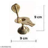 Golden brass Shivling Jaldhari with Naag stand, traditional Indian puja item for water offering, 4x4 inch