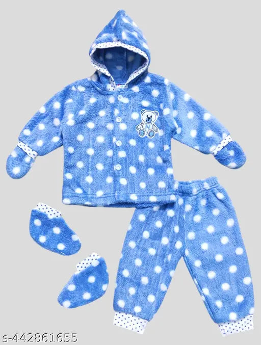 Sky Blue Kids Winter Wear Baby Boy Sweater Set with cozy socks and mittens, premium quality fabric for comfort and warmth, cute design perfect for chilly months