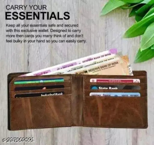 Faux leather men's wallet, 12 card slot, colorblock design for organized, sleek storage