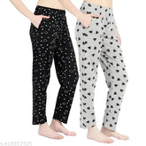 Cotton maxi printed women's 2pc set, soft elasticated waist for sleepwear, nightwear, yoga wear